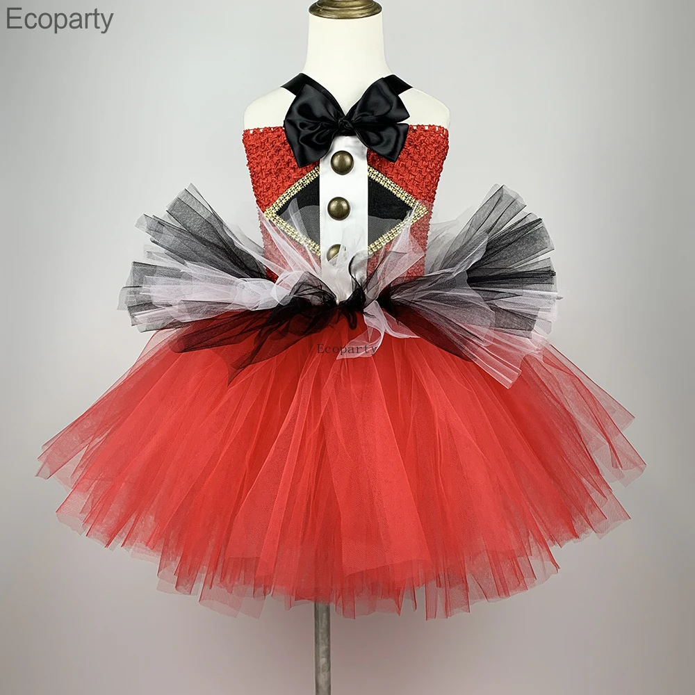 Anime circo ringmaster meninas tutu vestido vermelho e preto meninas vestido de festa de aniversário crianças natal dia das bruxas fantasia vestido trajes