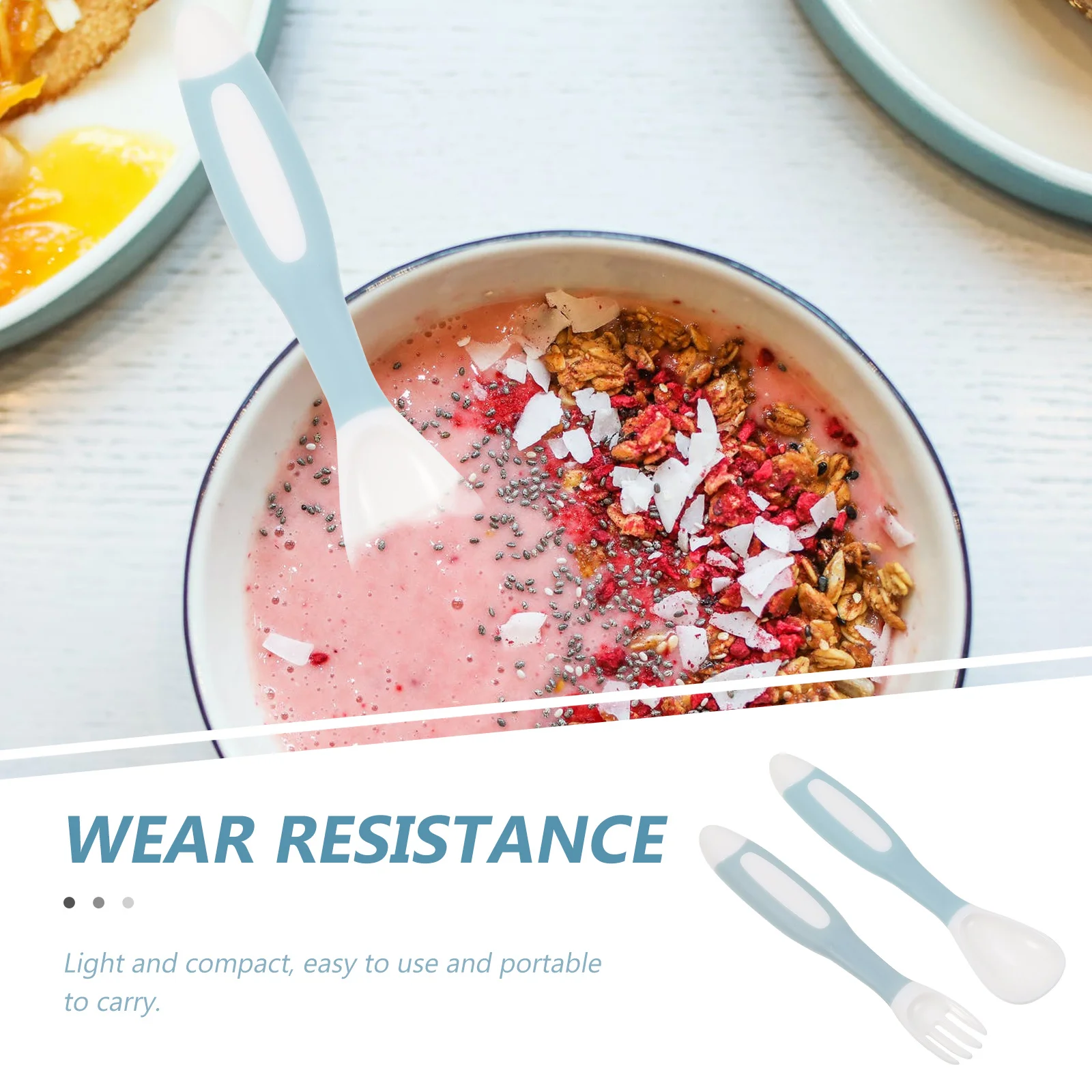 

1Set Baby Curved Fruit Fork Spoon Premium Safe Training Utensils for Toddler Self Feeding Heat Resistant Easy Clean Cutlery Set