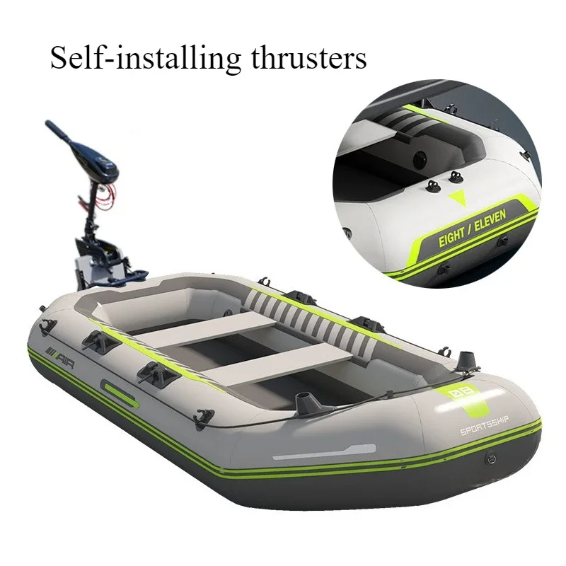 Fishing Dinghy 1.8m 2.6m with Wooden Floor Board,3 Layer Mesh PVC Hull Puncture Resistant Raft for Rescue Travel Beginner