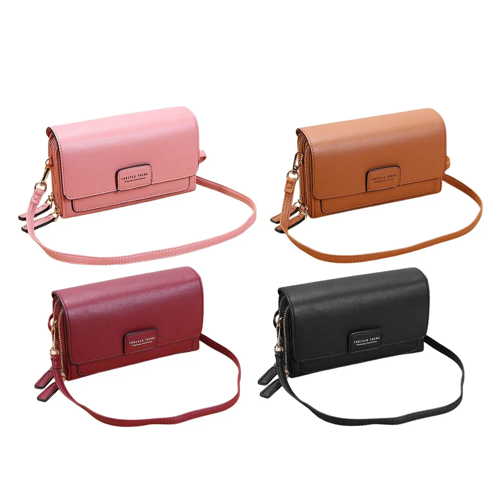 Womens Fashion PU Leather Bag Clutch, Crossbody Shoulder Bag, Large Capacity Coin Wallet Purse with Zipper Closure