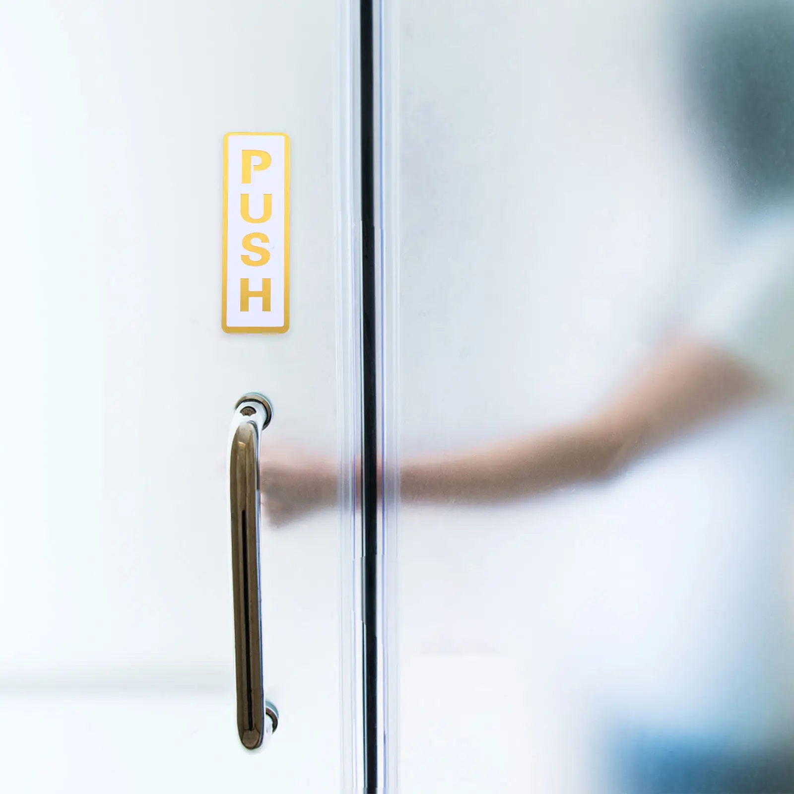 2Pcs Acrylic Push Pull Door Sign Stickers Black Self-Adhesive Labels for Office Business Glass Metal Plastic Doors Waterproof