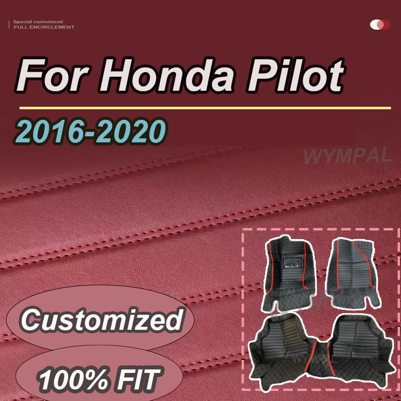 

LUXURY Custom Auto Luxury Leather Car Floor Mat For Honda Pilot 2016 2017 2018 2019 2020 Car Mat Full Set