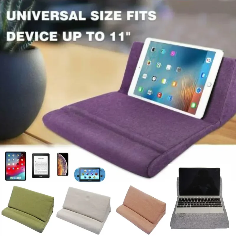 Tablet Holder Pillow Pad Multi-Angle Book Tablet Stand Soft Pad Dock for Bed Lap Desk with Pocket for IPad Air Pro Galaxy Tabs