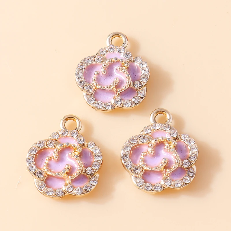20 Stück 14x17mm Modische Kristallblumen-Anhänger für Schmuckherstellung, Ohrringe, Halsketten, Armbänder, Zubehör, DIY-Bastelarbeiten, Geschenk – Detail 5