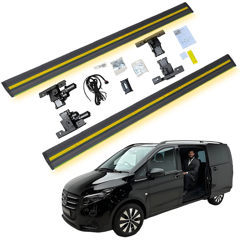 Electric Running Boards Retractable Aluminum Alloy Neon LED Light For Mercedes Vito 2013-2024 Side Steps with Carry Bag view 4