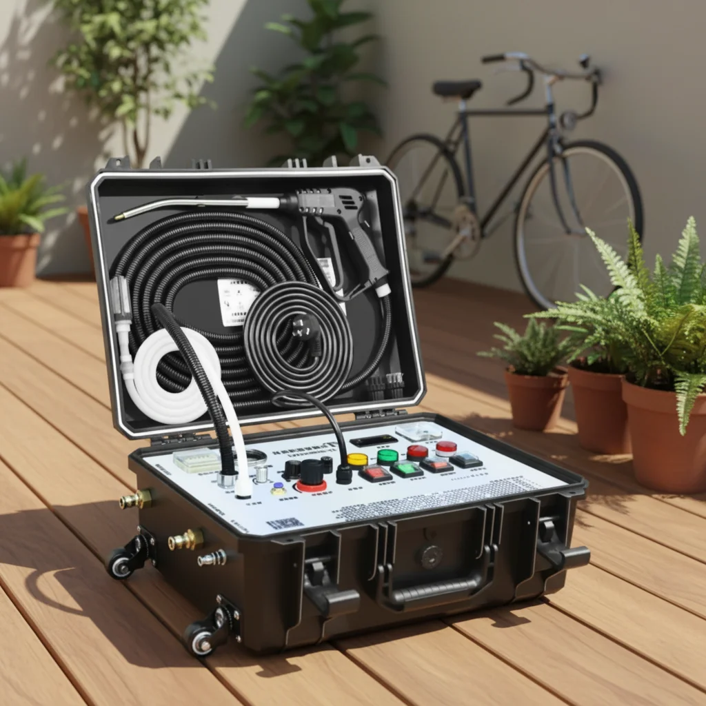 High-power commercial steam cleaner for automotive engine interiors