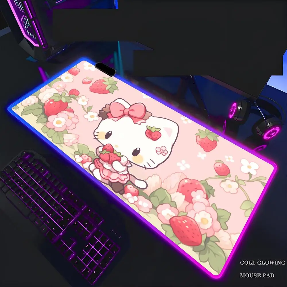 Anime H-Hello K-Kitty MINISO Mouse Pad Mousepad Rgb  Mouse Pad Gaming Backlight Pc Accessories 800x400mm Gamer Keyboard Backlit Mat Desk Protector Mats Xxl Large Anime