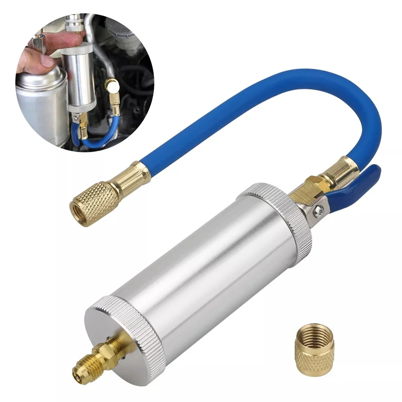 

Инструмент для инжекции масла и красителя в автомобильные кондиционеры R12, R134A, R22, 2 унции, трубка для заправки чистым жидким маслом-хладагентом 1/4 дюйма