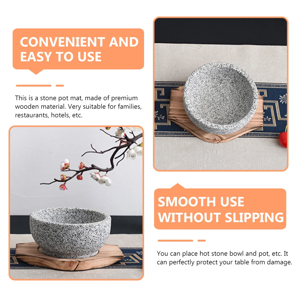 

Wood Placemat 12mm Thick Stone Bowl Heat Resistant Tableware Mat Color Fine Craftsmanship Simple Design Decorative