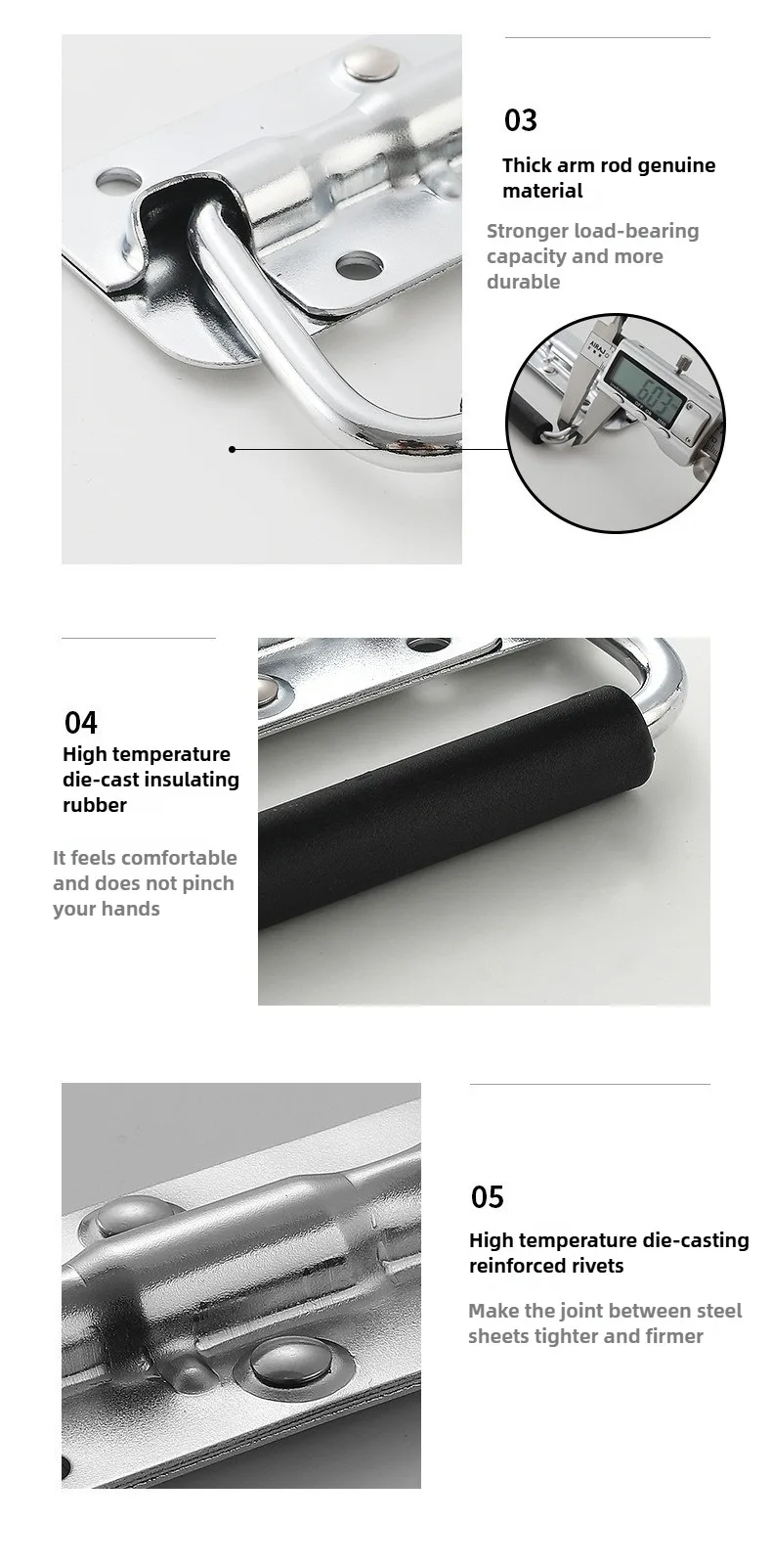 1 Stück Eisen/Stahl Federgriff für Gepäck, Klappbarer Griff für Werkzeugkasten, Beweglicher Ring für Industrieausrüstung und Schränke – Detail 9