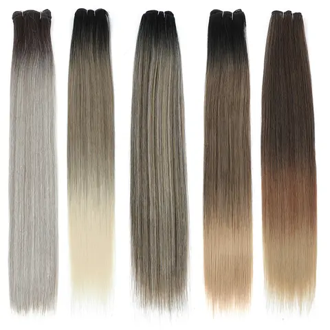 30 Inches Synthetic Hair Bundles 150g 200g Bone Straight Soft Hair Weaving 27-613 Piano Blonde Ombre Brown Natural Sew In Weft