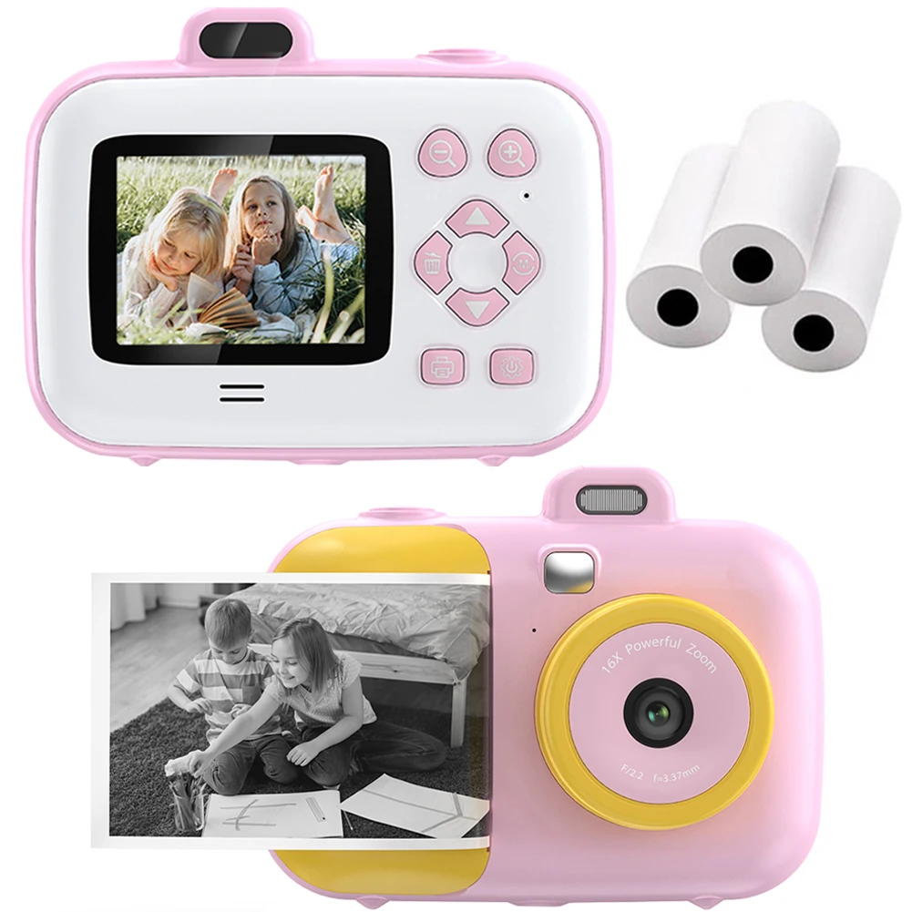 Children Digital Camera Instant Print 1080P 12MP HD Dual Lens Selfie Digital Camera Video Camera for Kid Christmas Birthday Gift