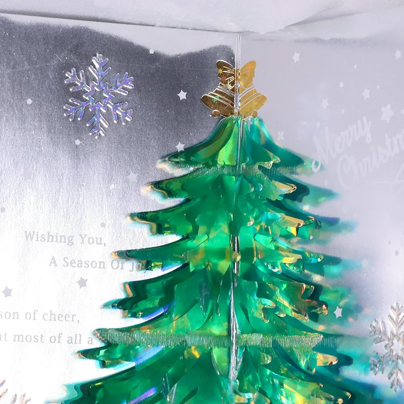 Creative Christmas Stereoscopic Greeting Cards Cross-Border Amazon Christmas Eve Gift Laser Shiny Christmas Tree Blessing Card