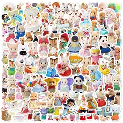 Autocollants étanches de la famille Sylvanian pour enfant, stickers muraux, dessin animé, mignon, pour ordinateur portable, téléphone, jouets, 10/30/100 pièces