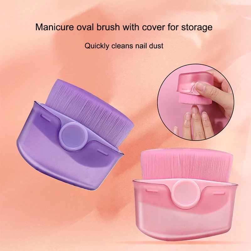 New Portable Nail Cleaning Brush With Cover Makeup Brush Soft Bristles Skin-Friendly Dust Remover Brush Makeup Tools