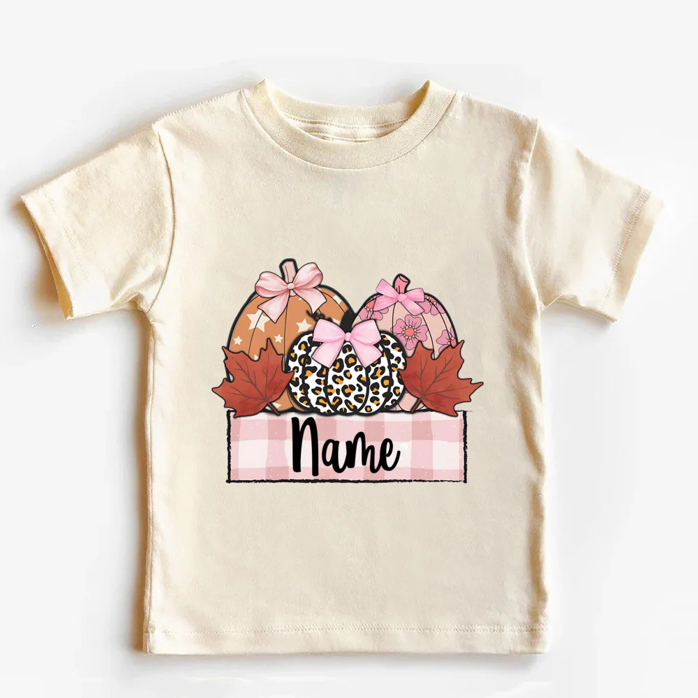 Halloween Pumpkin Shirt Personalized Name T-Shirt Pumpkin PatchCustom Name Thanksgiving Toddler Tshirt Fall Clothes