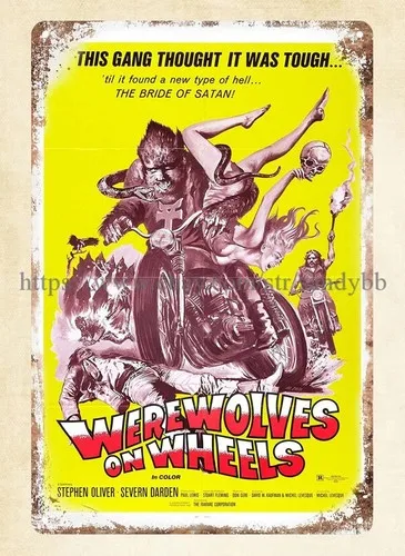 modern art posters 1971 WEREWOLVES ON WHEELS horror movie poster metal tin sign