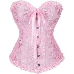 Women Sexy Corsets Bustiers Steampunk Korset Women Lingeries Dance Wearing Costumes Floral Lace Boned Corsets And Bustiers