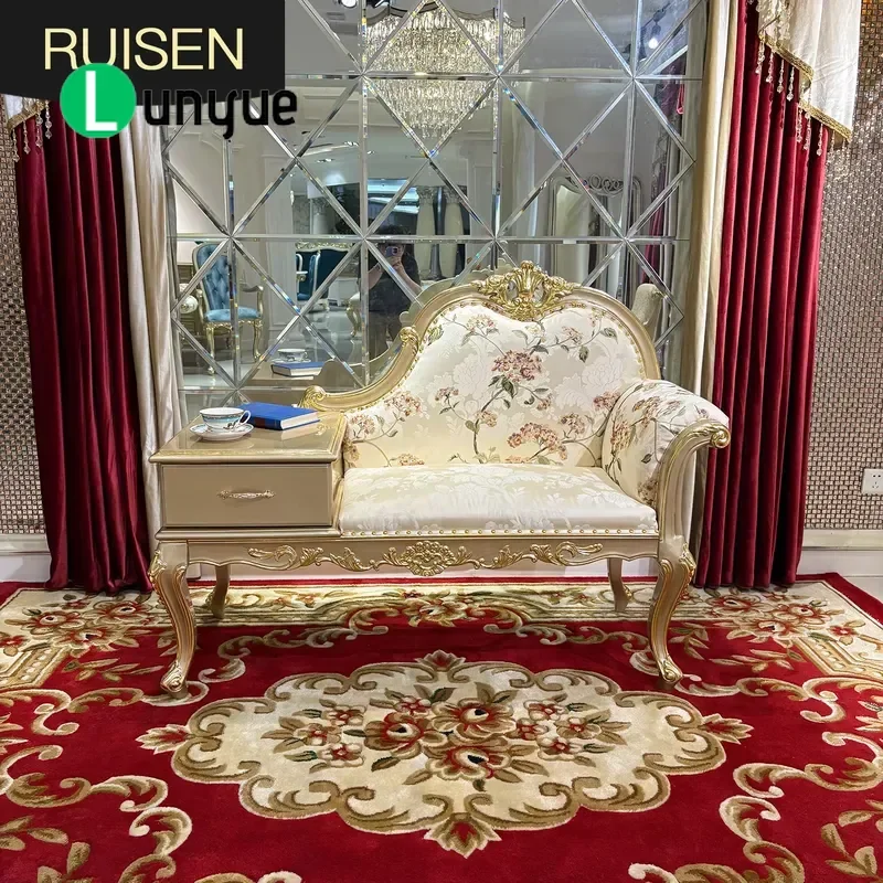 French Embroidered Fabric Lounge Chair European Luxury Neoclassical Solid Wood Lazy Chair for Villa Living Room Furniture