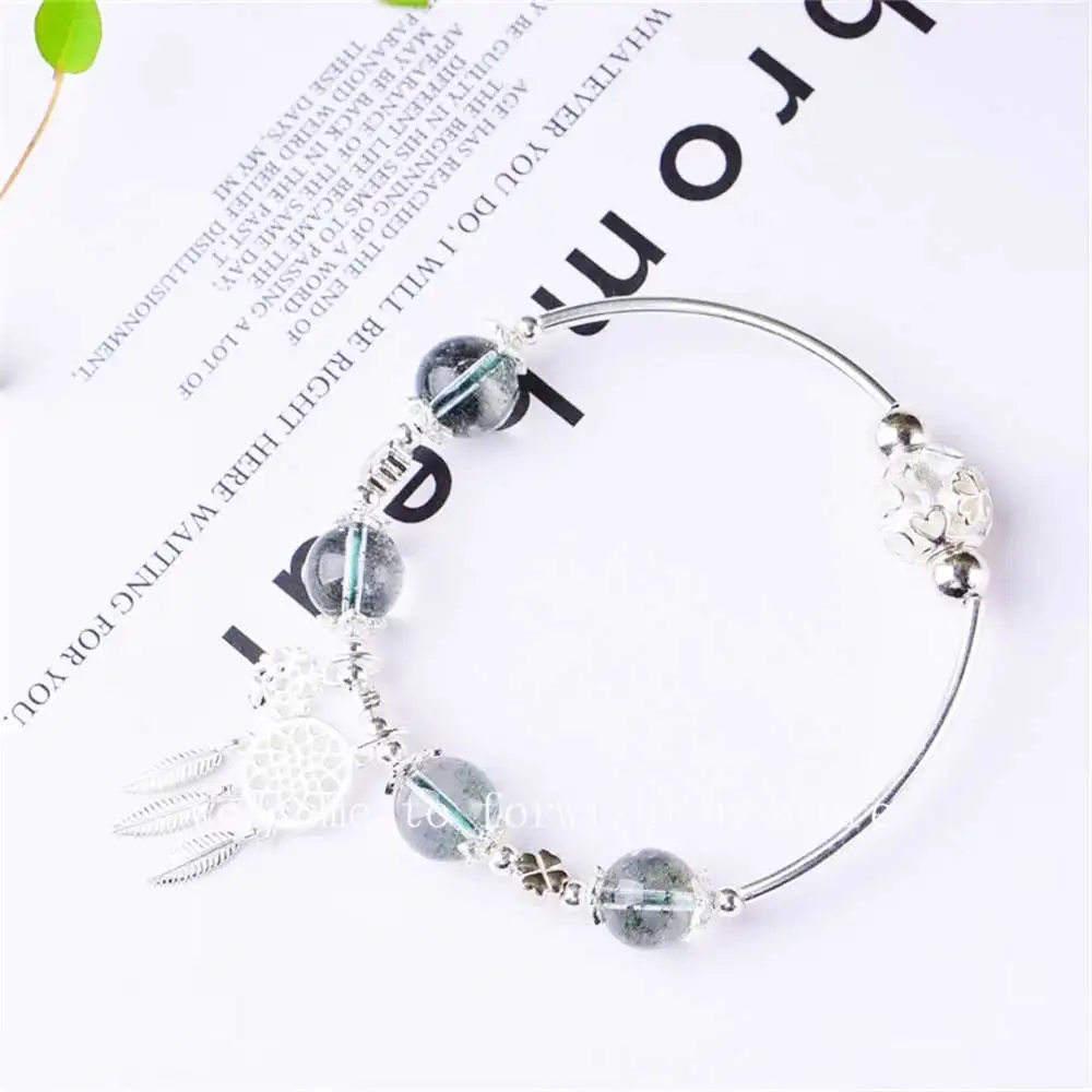 Green Ghost Gypsophila Melaleuca Bracelet With S925 Sterling Silver Accessories Dark Green No Red Skin Crystal Good Fortune