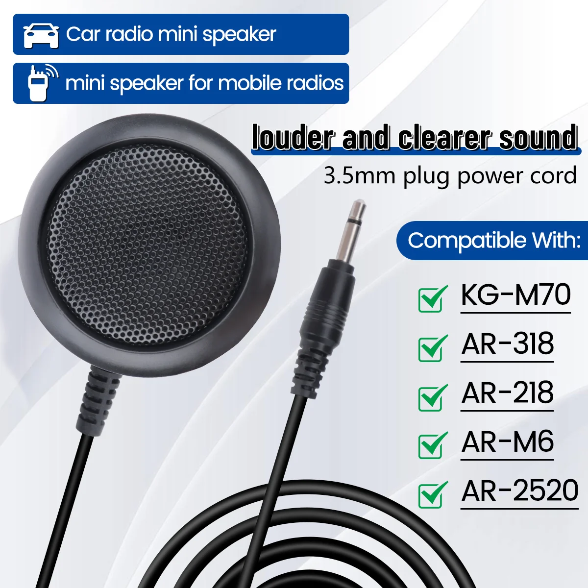 ABBREE KES-4 Mini Car Radio External Speaker 3.5mm Plug Clear Sound Professional For AR-318 KG-M70 AR-2520 CB Mobile Car Radio