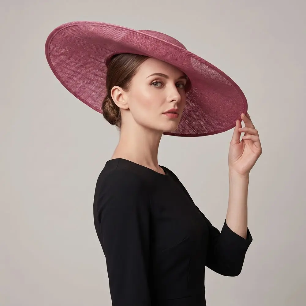 Solid Color Fascinator Base Wide Brim 33 CM Vintage Fascinator Hat Multiple Colors 1920s Hair Accessories Bride Headdress Girl