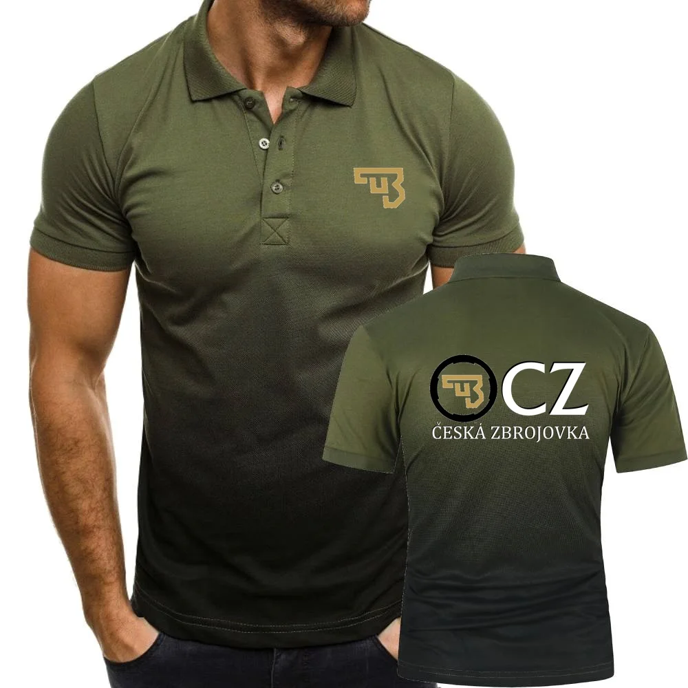 POLOS-Camisas polo masculinas de estilo militar, Tops de manga curta, camisola com sinal de armas de fogo, CZ, CZ, Zbrojovka Tees, algodão malha