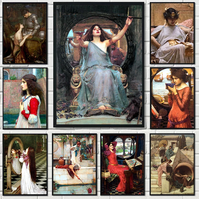 John William Waterhouse Artwork Collection Posters and Prints Vintage Canvas Painting Wall Art Picture for Living Room Decor