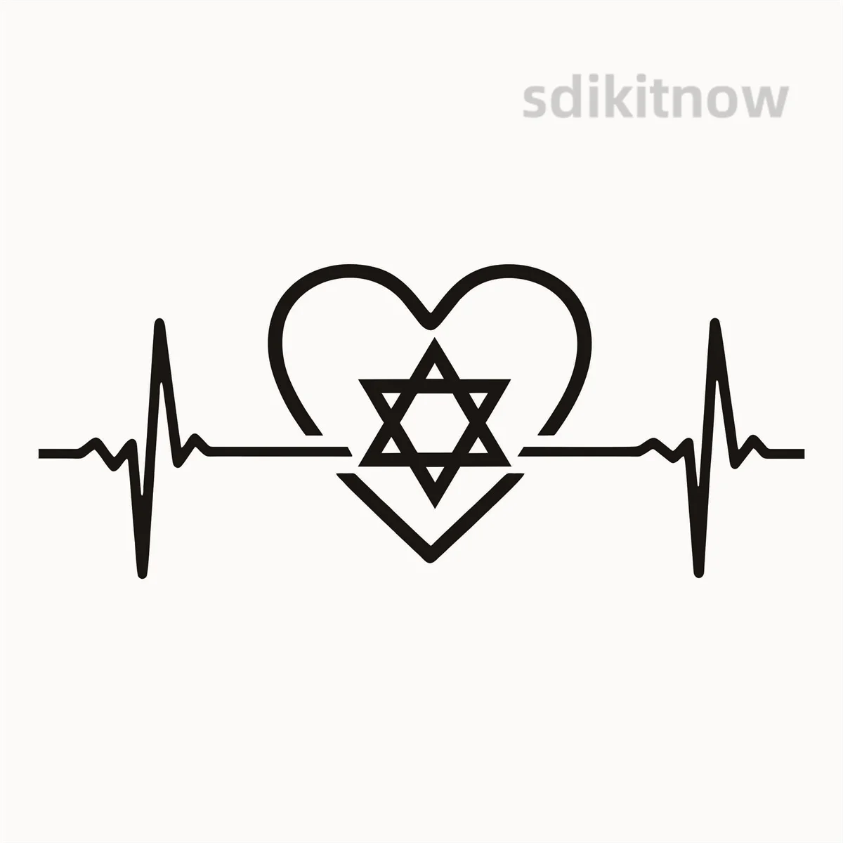 Star Of David Heartbeat Vinyl Sticker Auto Door Wall Body Window Jewish Waterproof Decal Styling Decoration Accessories Styling