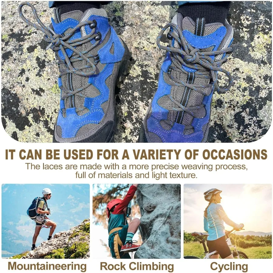 أربطة أحذية العمل المستديرة: أربطة أحذية المشي لمسافات طويلة شديدة التحمل للأحذية 2 P