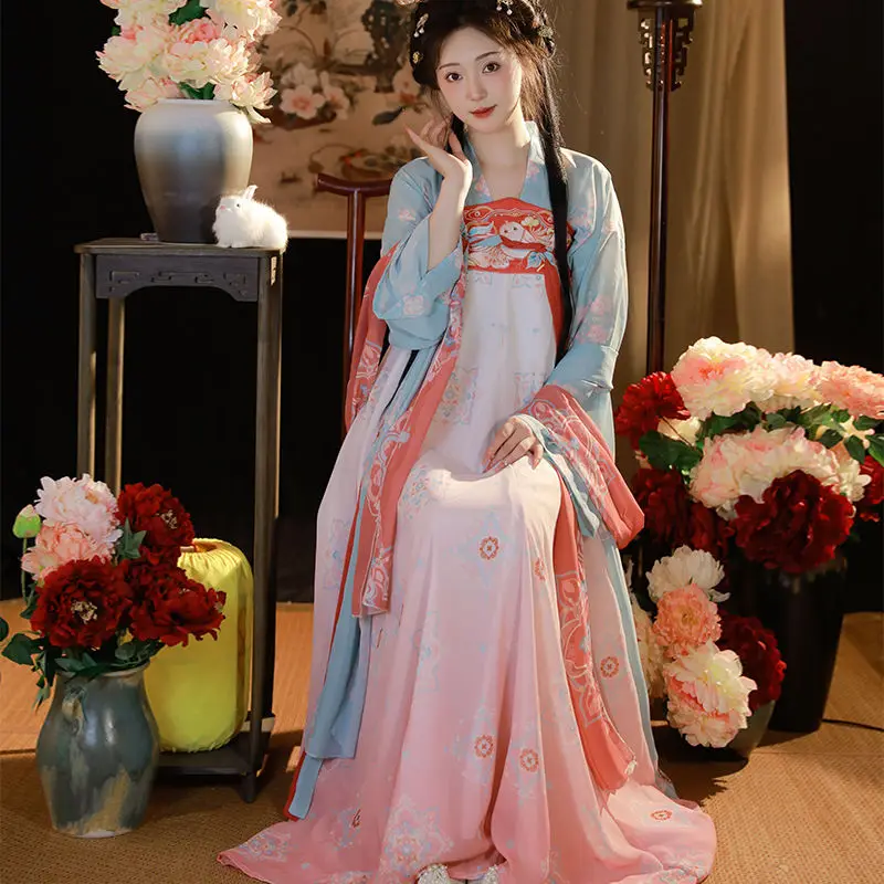 

Authentic Tang Dynasty Hanfu - Women's Embroidered High-Waisted Traditional Hanfu Woman Adult Female Fantasy Costume