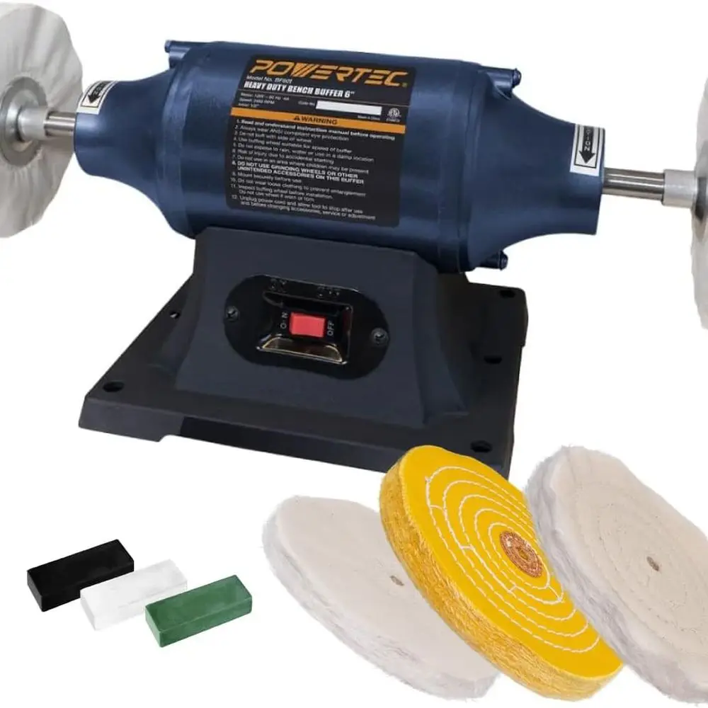 

6-дюймовый настольный буферный полировщик для ювелирных изделий — в комплект входит 5 80-слойных полировальных кругов + набор полировальных блоков из 3 предметов | Настольная полировка Маши