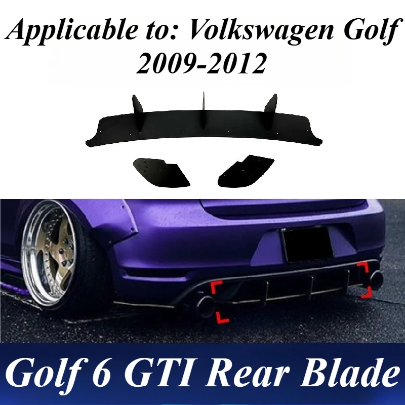 

For Golf MK6 GTI 2009-2012 Rear Bumper Diffuser Lower Valance Lip Spoiler ABS Plastic Exterior Styling Upgrade Car Accessories