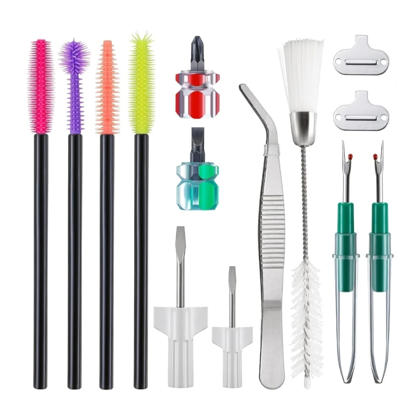 14Pcs Sewing Machine Cleaning Kits Include Tweezer Double Headed Brush Seam Rippers Needle Board Screwdriver Repair Tool