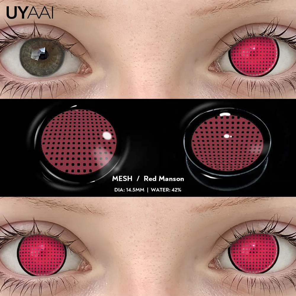 UYAAI Farbkontakt Cosplay Farbe Schüler Make-up Schönheit Grüne Linse 14,5 mm Schwarze Linse Frau Cosplay Rote Linse Halloween Weiße Linse – Detail 12