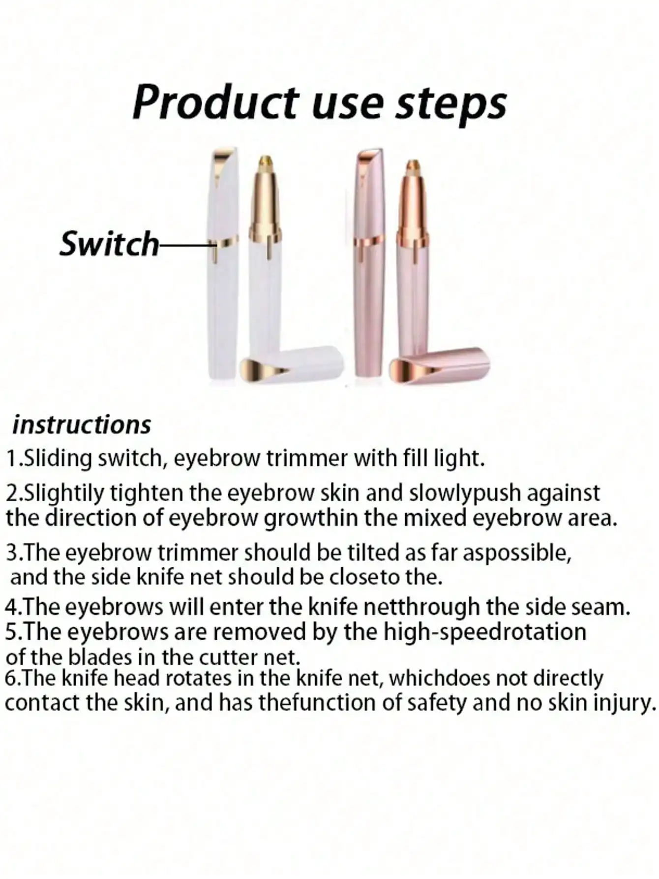 2026 電動眉毛トリマー 眉毛脱毛器 女性用 顔の毛の除去ツール 電池式9（電池なし）