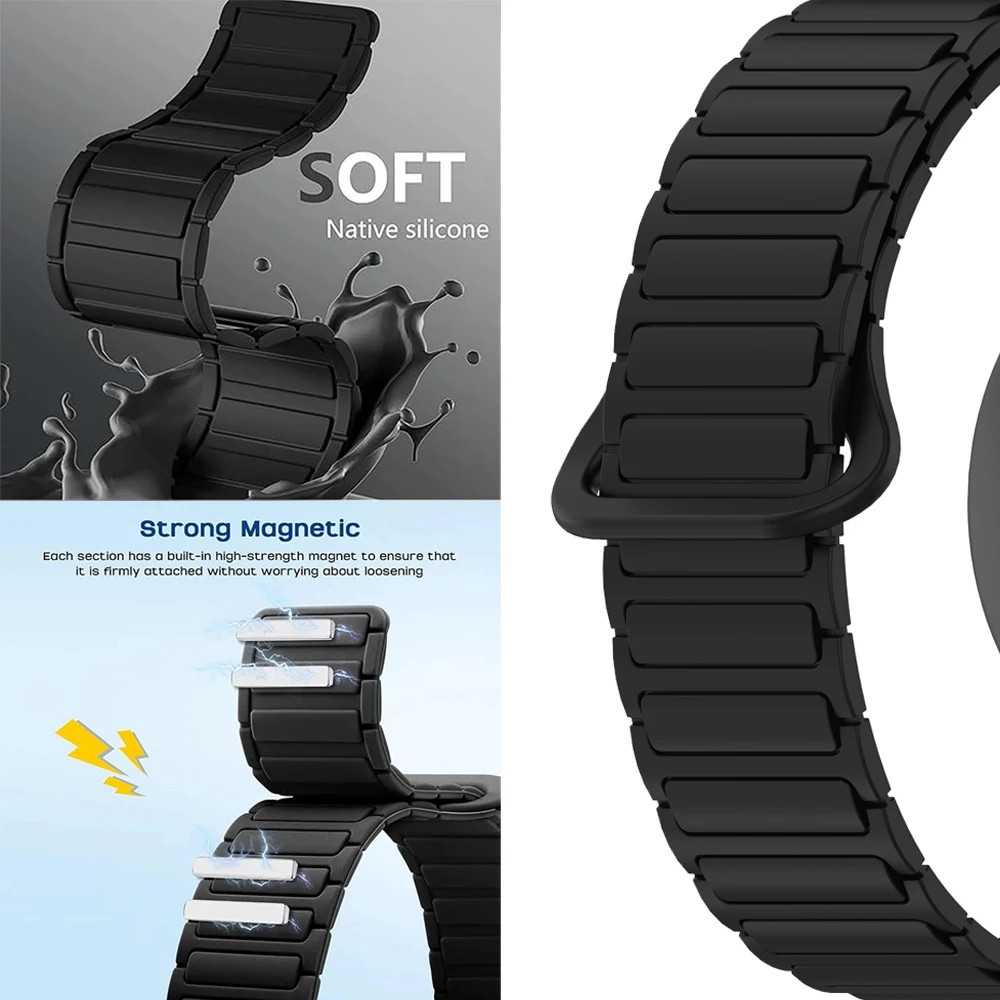 Magnetic Silicone Strap For OnePlus Watch 3 2R 2/OPPO Watch X2 4 Pro Sport Bracelet Correa For Xiaomi S4 S1 Bands 22mm Watchband
