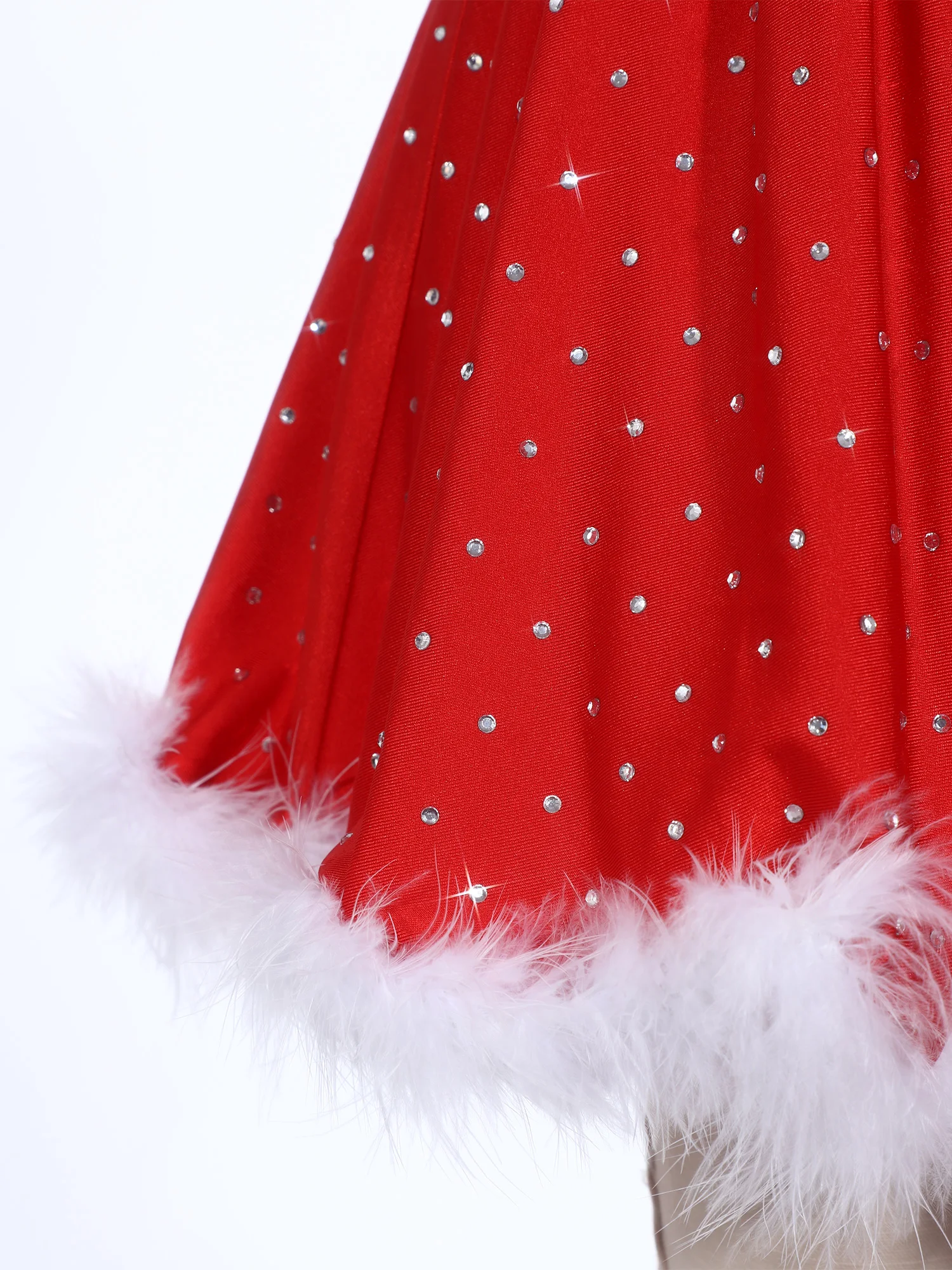 الأطفال الفتيات عيد الميلاد سانتا كلوز قزم ثلج تأثيري فستان لامعة الراين الباليه الرقص التزلج يوتار توتو مع قبعة عيد الميلاد #5