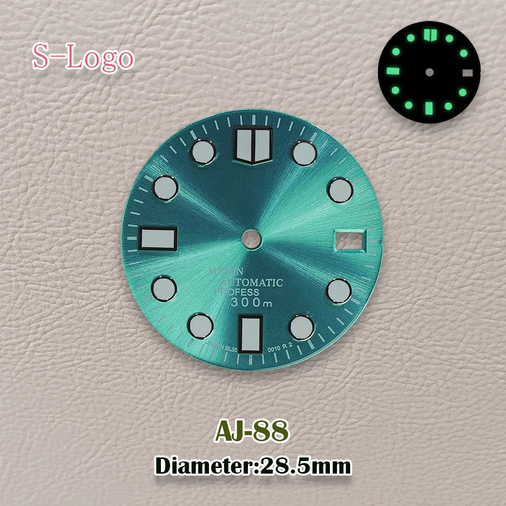 28.5mm S Logo NH35 Watch Dial Modification Parts With Sun Pattern Dial And Bright Accessories Suitable For NH35 Movement Repair