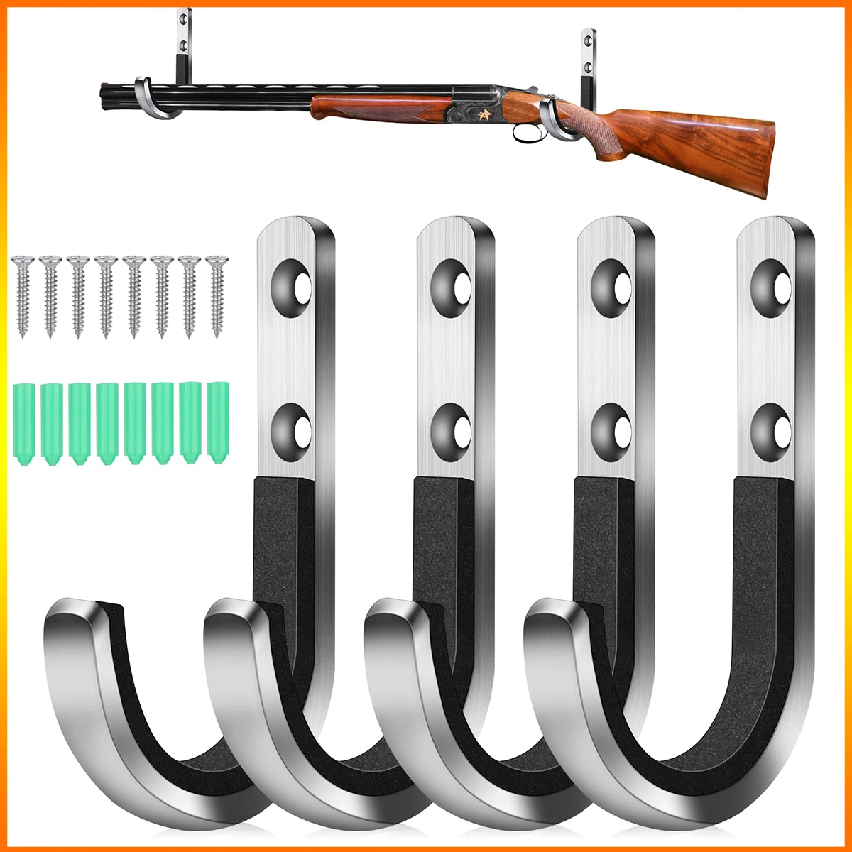 FANDAO Gun Hook Storage Rifle Shotgun Hook Wall Mounted Heavy-Duty Steel Gun Hook Safe Storage of Any Rifle  Shotgun Bow & Arrow