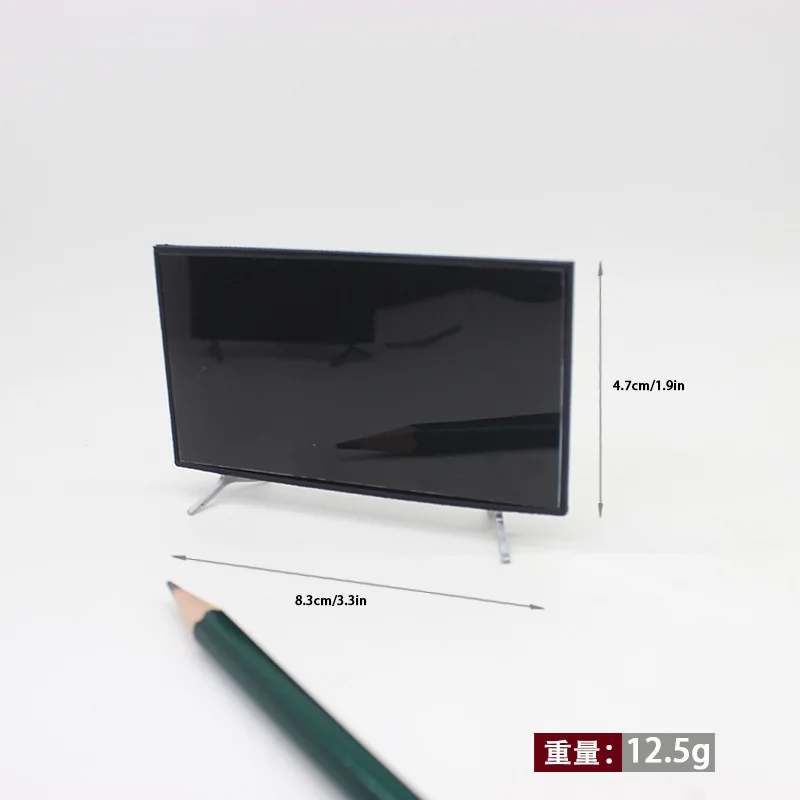 1/12 Poppenhuis Mini TV met standaard Basis TV Schaal Miniatuur Model Home Decor Decoratie Speelgoed Cadeau Poppenhuis Accessoires Ambachten