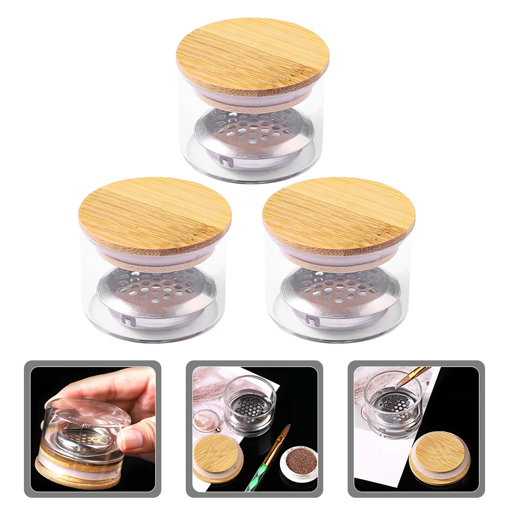 3 Pcs Wash Pen Glass Sequin Nail Tools for Manicure Bowls Hands Dish Acrylic Nails