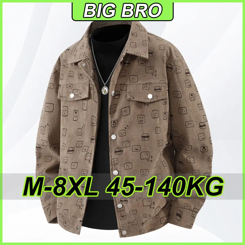 

Plus Size 45KG-140KG Men's Jacket Spring Autumn Casual Fashion Jackets Corduroy Coats Male Comfortable Outerwear Clothes M-8XL