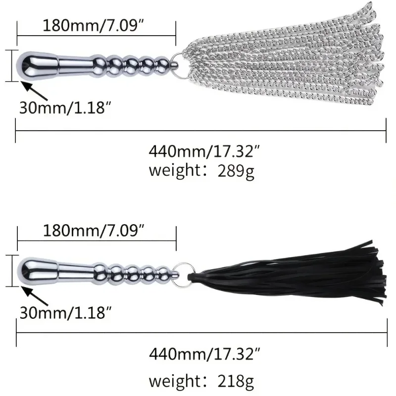 SM BDSM مقبض معدني سلسلة سوط Flogger ، مجداف صنم خيالي ، لعبة جنسية خيالية ل SM أو الجنس الشرجي ، الاستمناء