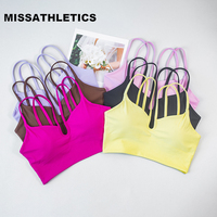 Fitness Sports Bra Women's Top Solid Color Multi Belt Cross Back Gym Yoga Fitness Tight Soft Detachable Chest Mat