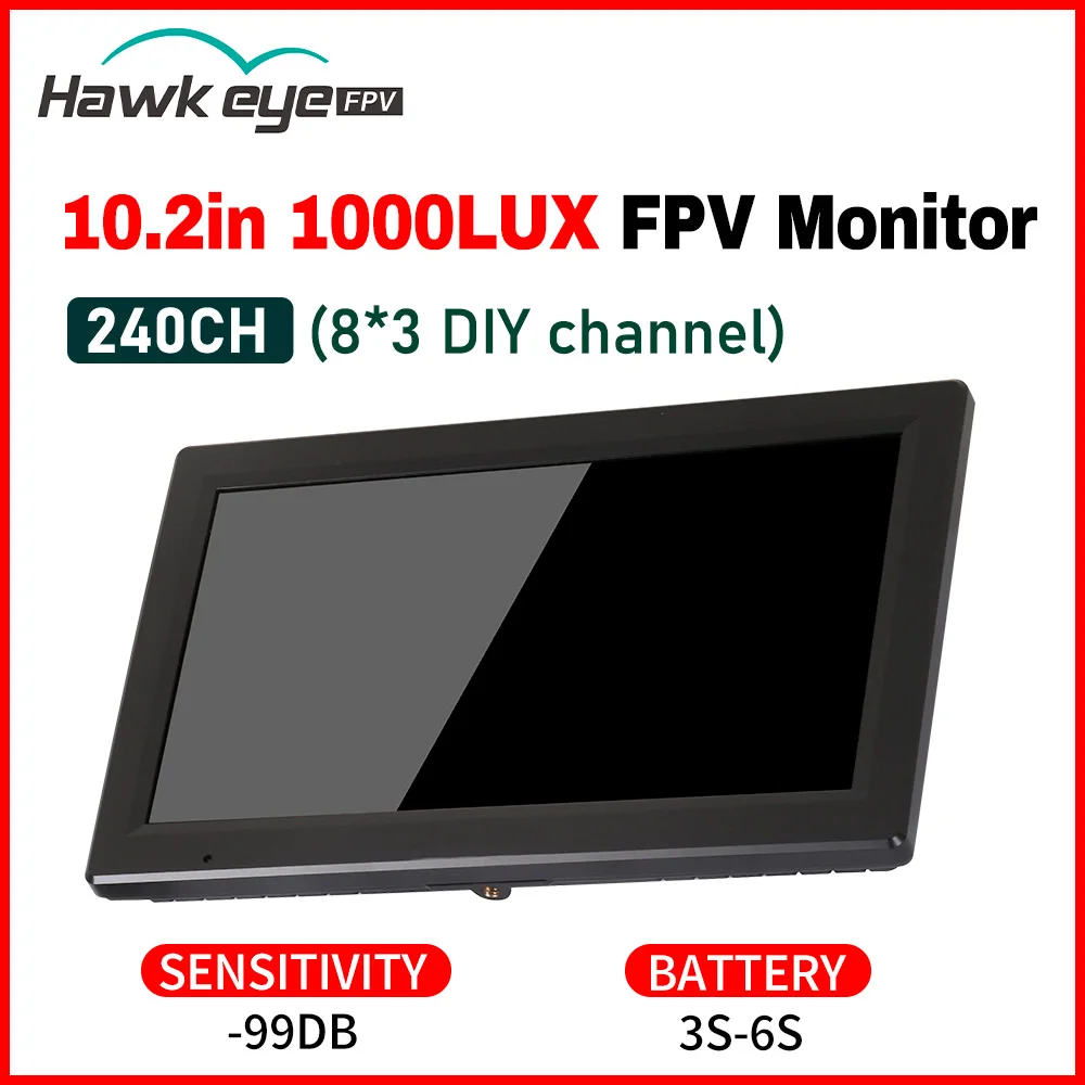 

Hawkeye Captain X 3IN1 FPV Monitor 1024*600 1000LUX 1.2G 3.3G 5.8G 240CH Auto Search with HDMI DVR FPV Monitor Dual Receivers