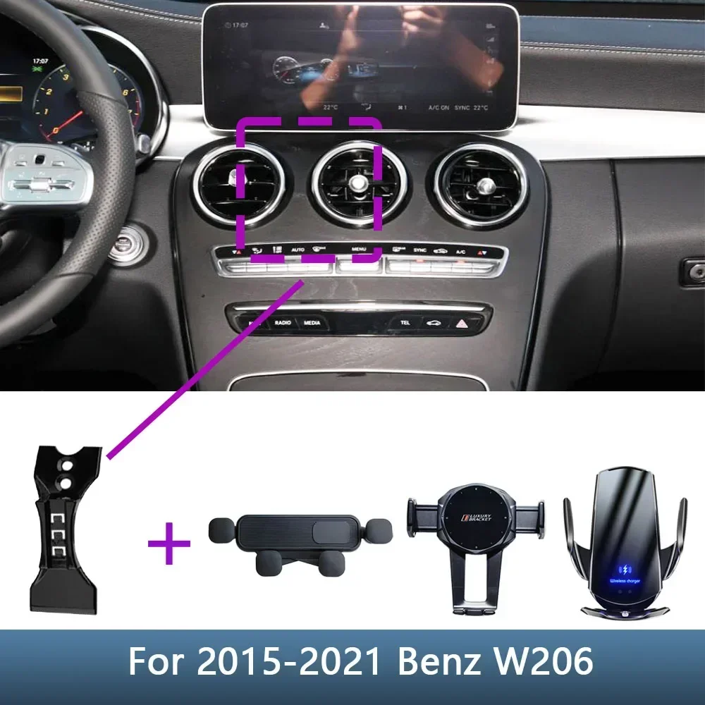 

Magnetic Mobile Phone Holder Base For Mercedes Benz GLC C253 X253 2016 - 2022 Wireless Charging Strong Stand Car Accessories