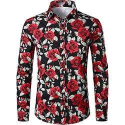 Floral Hawaiian Long Sleeve Shirts Men Fashion Shirt Beach Blouses Flower Single Breasted Camisas Mens Clothing High Quality Top