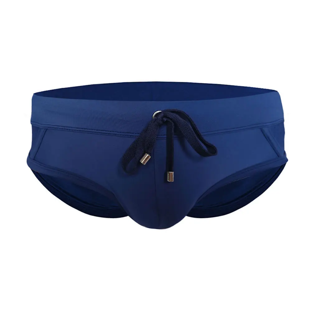 2026Men's new wide-edge belt swimming trunks mesh splicing breathable swimming trunks foreign trade solid color UXH001