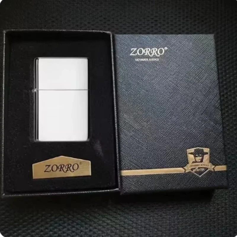 ZORRO Original Kerosene Lighter Retro Creative Pure Copper Shell Windproof Brass Cigarette Gasoline Engine Smoking with Box